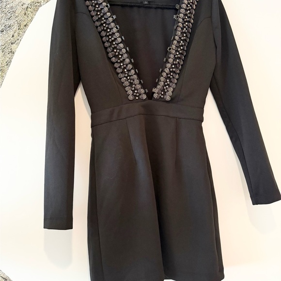 NBD Dresses & Skirts - X by NBD Zintia Embellished Mini Dress in Black 6 missing tassel